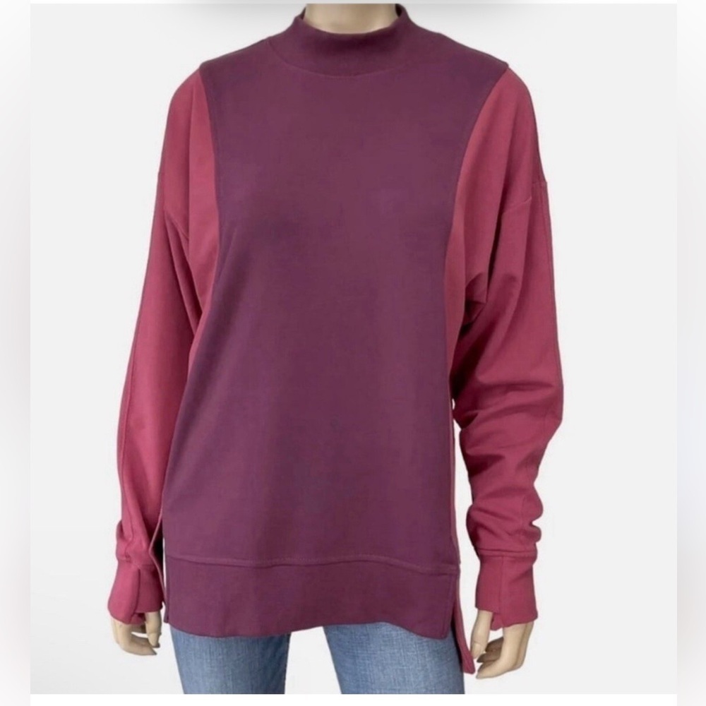 Athleta Color Block Pink/Plumb Sweatshirt Loose Fit Women's